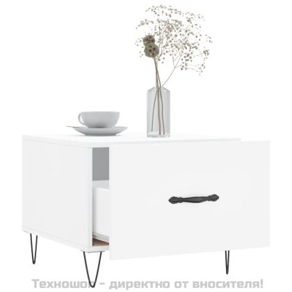 Кафе маси, 2 бр, бели, 50x50x40 см, инженерно дърво