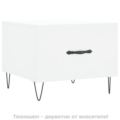 Кафе маси, 2 бр, бели, 50x50x40 см, инженерно дърво