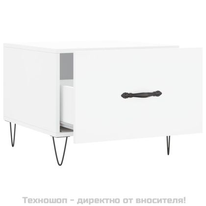 Кафе маси, 2 бр, бели, 50x50x40 см, инженерно дърво