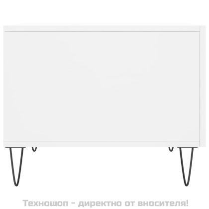 Кафе маси, 2 бр, бели, 50x50x40 см, инженерно дърво