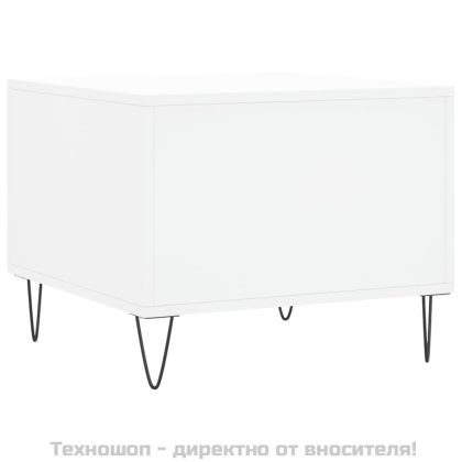 Кафе маси, 2 бр, бели, 50x50x40 см, инженерно дърво