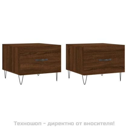 Кафе маси, 2 бр, кафяв дъб, 50x50x40 см, инженерно дърво