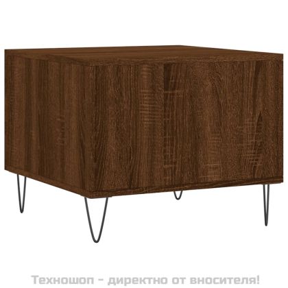 Кафе маси, 2 бр, кафяв дъб, 50x50x40 см, инженерно дърво