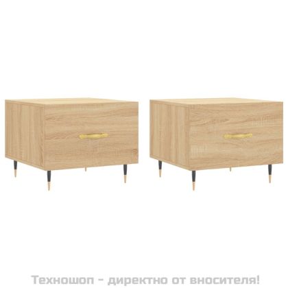Кафе маси, 2 бр, дъб сонома, 50x50x40 см, инженерно дърво