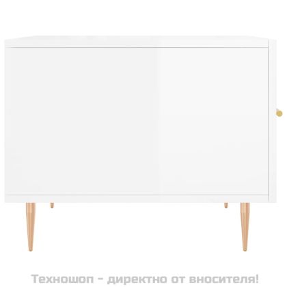 Кафе маси, 2 бр, Бял гланц, 50x50x40 см, инженерно дърво