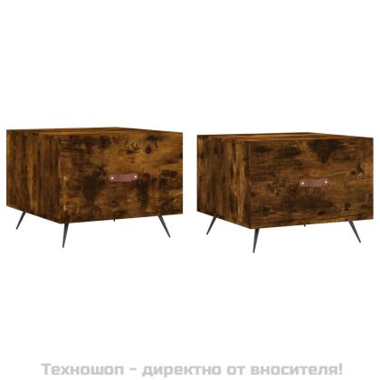 Кафе маси, 2 бр, опушен дъб, 50x50x40 см, инженерно дърво