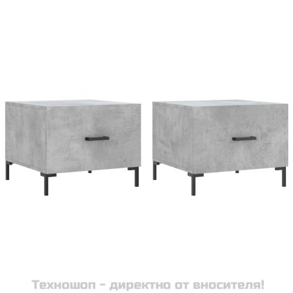 Кафе маси, 2 бр, Бетонно сиво, 50x50x40 см, инженерно дърво