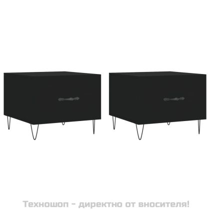 Кафе маси, 2 бр, черни, 50x50x40 см, инженерно дърво