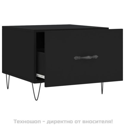 Кафе маси, 2 бр, черни, 50x50x40 см, инженерно дърво