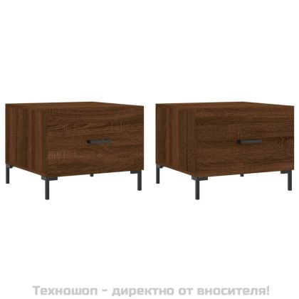 Кафе маси, 2 бр, кафяв дъб, 50x50x40 см, инженерно дърво