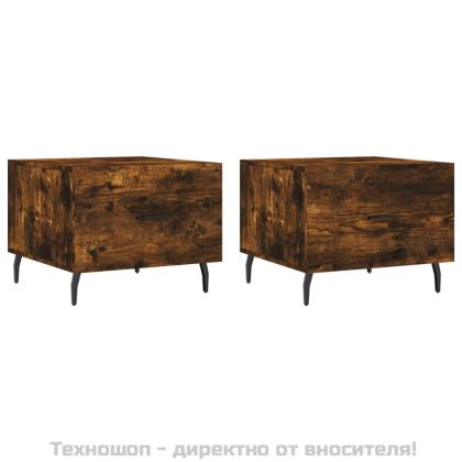 Кафе маси, 2 бр, опушен дъб, 50x50x40 см, инженерно дърво