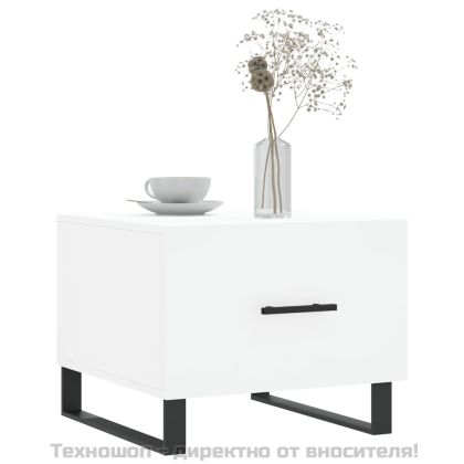 Кафе маси, 2 бр, бели, 50x50x40 см, инженерно дърво