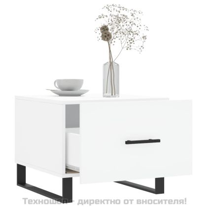 Кафе маси, 2 бр, бели, 50x50x40 см, инженерно дърво