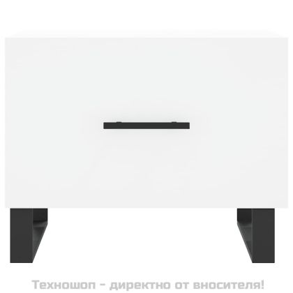 Кафе маси, 2 бр, бели, 50x50x40 см, инженерно дърво