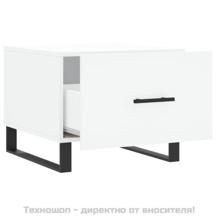 Кафе маси, 2 бр, бели, 50x50x40 см, инженерно дърво