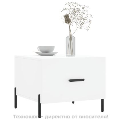 Кафе маси, 2 бр, бели, 50x50x40 см, инженерно дърво