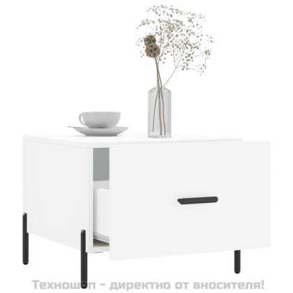 Кафе маси, 2 бр, бели, 50x50x40 см, инженерно дърво