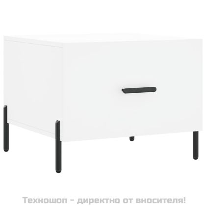 Кафе маси, 2 бр, бели, 50x50x40 см, инженерно дърво