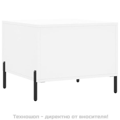 Кафе маси, 2 бр, бели, 50x50x40 см, инженерно дърво