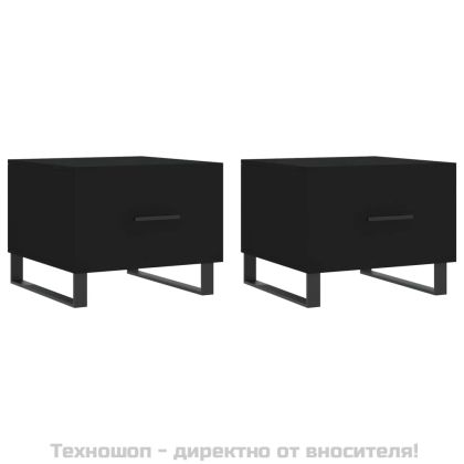 Кафе маси, 2 бр, черни, 50x50x40 см, инженерно дърво