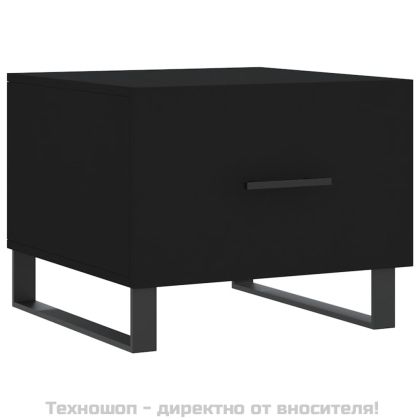 Кафе маси, 2 бр, черни, 50x50x40 см, инженерно дърво