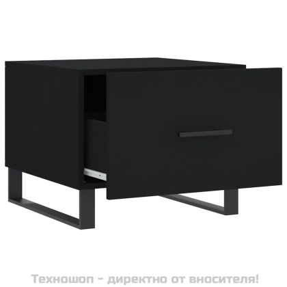 Кафе маси, 2 бр, черни, 50x50x40 см, инженерно дърво