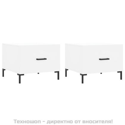 Кафе маси, 2 бр, бели, 50x50x40 см, инженерно дърво