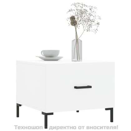 Кафе маси, 2 бр, бели, 50x50x40 см, инженерно дърво