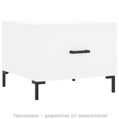 Кафе маси, 2 бр, бели, 50x50x40 см, инженерно дърво