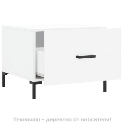 Кафе маси, 2 бр, бели, 50x50x40 см, инженерно дърво