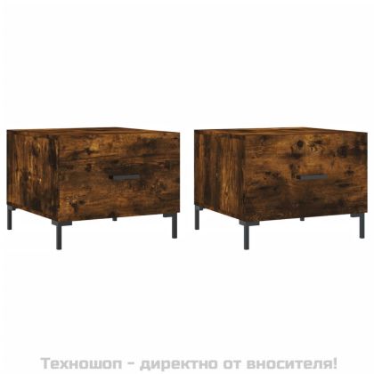 Кафе маси, 2 бр, опушен дъб, 50x50x40 см, инженерно дърво