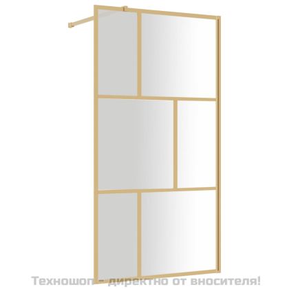 Стена за душ с прозрачно ESG стъкло, златиста, 115x195 см