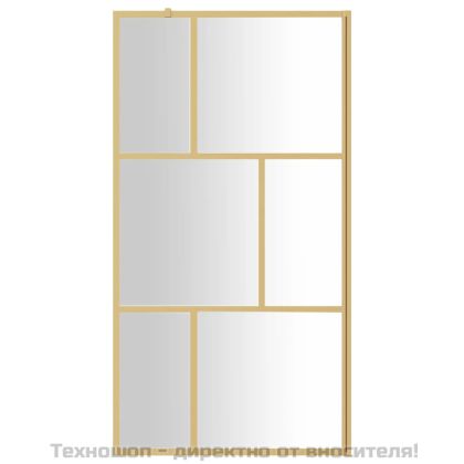 Стена за душ с прозрачно ESG стъкло, златиста, 115x195 см