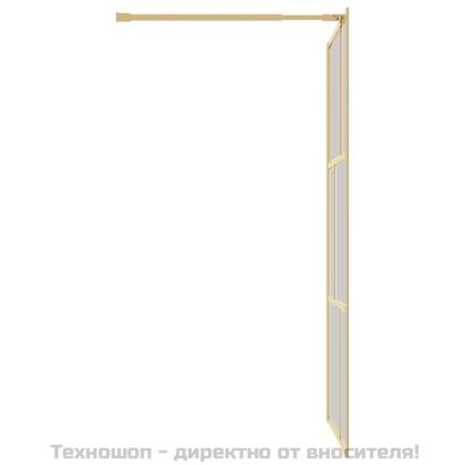 Стена за душ с прозрачно ESG стъкло, златиста, 115x195 см