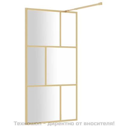 Стена за душ с прозрачно ESG стъкло, златиста, 115x195 см