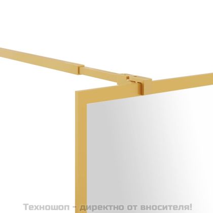 Стена за душ с прозрачно ESG стъкло, златиста, 115x195 см