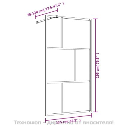 Стена за душ с прозрачно ESG стъкло, златиста, 115x195 см