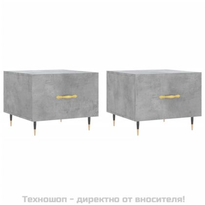 Кафе маси, 2 бр, Бетонно сиво, 50x50x40 см, инженерно дърво