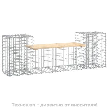 Градинска пейка габионен дизайн 183x41x60,5 см бор масив