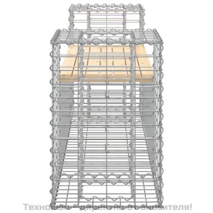 Градинска пейка габионен дизайн 183x41x60,5 см бор масив