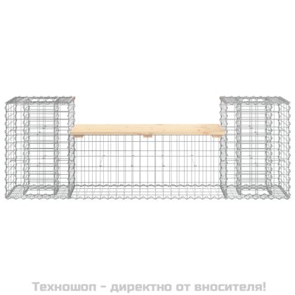 Градинска пейка габионен дизайн 183x41x60,5 см бор масив