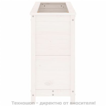 Градинско повдигнато легло, бяло, 119,5x40x78 см, бор масив