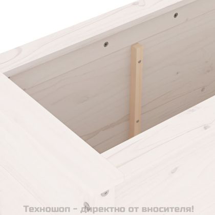 Градинско повдигнато легло, бяло, 119,5x40x78 см, бор масив