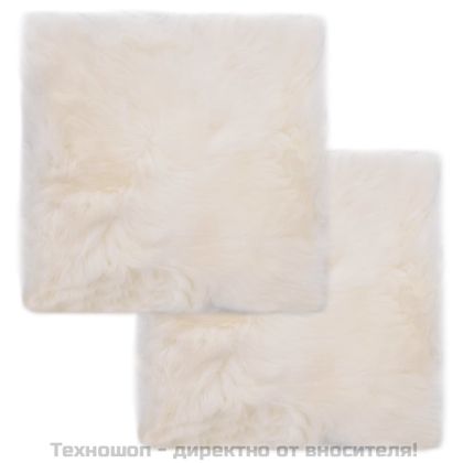 Подложки за столове, 2 бр, бели, 40x40 см, естествена овча кожа