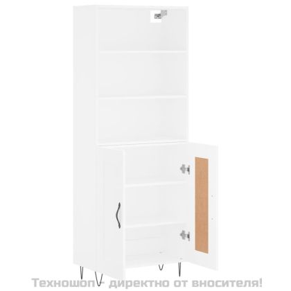 Висок шкаф, бял, 69,5x34x180 см, инженерно дърво