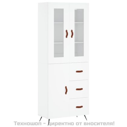 Висок шкаф, бял, 69,5x34x180 см, инженерно дърво