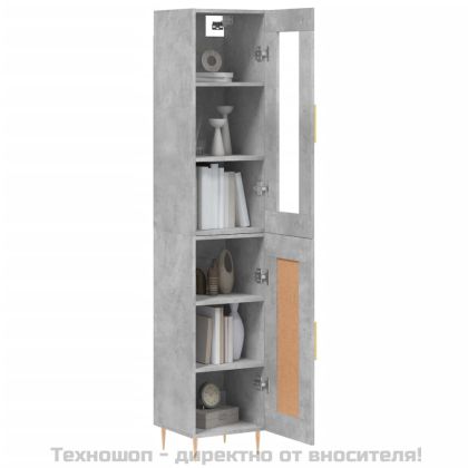 Висок шкаф, бетонно сив, 34,5x34x180 см, инженерно дърво