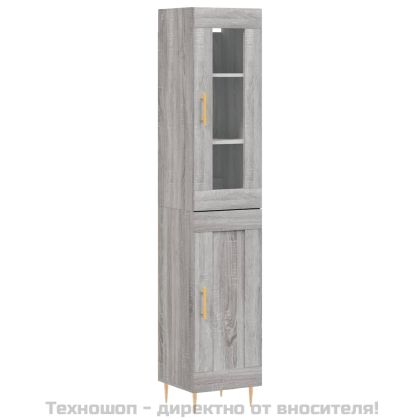 Висок шкаф, сив сонома, 34,5x34x180 см, инженерно дърво