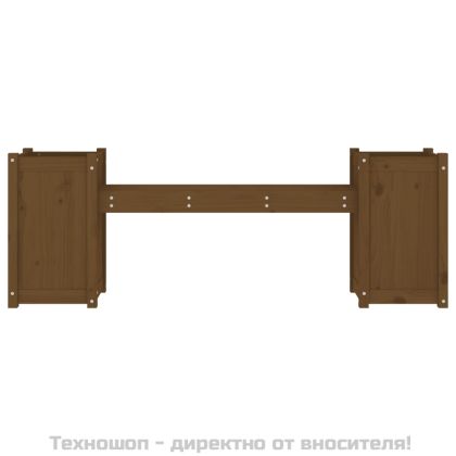 Пейка със саксии меденокафява 180x36x63 см борово дърво масив