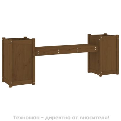Пейка със саксии меденокафява 180x36x63 см борово дърво масив